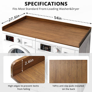 Washer Dryer Countertop, 27.5" x 54" Bamboo Washer and Dryer Countertop for Laundry Room Organization(Retro Brown)
