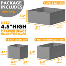 Load image into Gallery viewer, SpaceAid Drawer Organizer Clothes, 12 Pack Dresser Organizer Bins for Nursery, Closet Organization and Storage Dividers for Clothing, Baby Clothes, Underwears, Socks (Black)