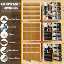 Load image into Gallery viewer, SpaceAid Shoe Organizer for Closet, 2 Pack Foldable Shoe Storage Containers Baskets Boxes Bins w/Adjustable Dividers, Fits 16-32 Pairs, Black