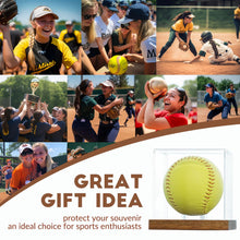 Load image into Gallery viewer, JupDec Baseball Display Case - Clear Cube Baseball Holder with Wooden Base, Autograph Stand Box for Single Ball, Acacia Wood, Brown, 1 Pack