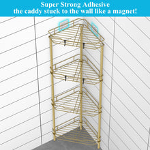 Load image into Gallery viewer, 4 Tier Floor Standing Corner Shower Caddy Organizer Shelf with Hooks, Bathroom Shelves Stand Rack, Black