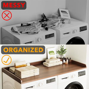 SpaceAid Washer Dryer Countertop, Laundry Wood Shelf Topper with Edge, 54" Width x 27.5" Depth Cover Guard Organizer for Washer and Dryer Laundry Hamper Counter Storage Organization (Black)