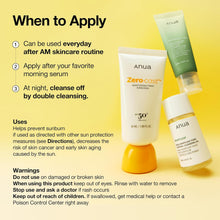 Load image into Gallery viewer, Anua Zero-Cast Moisturizing Finish Sunscreen,SPF 50, Glow Natural Sunscreen,No White cast, Hyaluronic Acid, Niacinamide sun block for face,Oil-Free, Oxybenzone free, Travel Essential (50ml/1.69fl.oz)