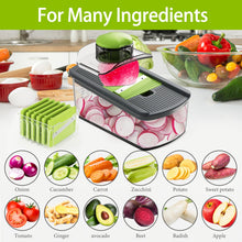 Load image into Gallery viewer, Mandoline Slicer Vegetable Slicer With 2 L Container for Potatoes, Tomatoes, Cucumbers, Carrots With 10 Blades White