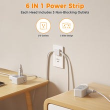 Load image into Gallery viewer, Small Flat Plug Power Strip, TESSAN Ultra Thin Extension Cord with 3 USB Wall Charger (1 USB C), 3 Outlets Mini Charging Station, 5 ft Slim Plug for Cruise Travel Office School Dorm Room Essentials
