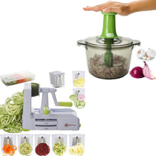 Load image into Gallery viewer, Brieftons 7-Blade Spiralizer &amp; Brieftons Express Food Chopper (8.5-Cup)