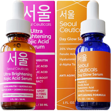 SeoulCeuticals Kojic Acid Serum + Vitamin C Serum Korean Skin Care Set - Potent K Beauty