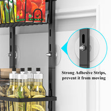 Load image into Gallery viewer, Over The Door Pantry Organizer, 7-Tier Metal Pantry Organization and Storage for Kitchen with Adjustable Shelves, Hanging Spice Seasoning Rack, Black