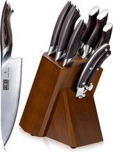 Load image into Gallery viewer, 8-Piece Kitchen Knife Set, Japanese High Carbon Super Steel Knife Set with Block, Professional Ultra Sharp Chef Knife Set with Scissors