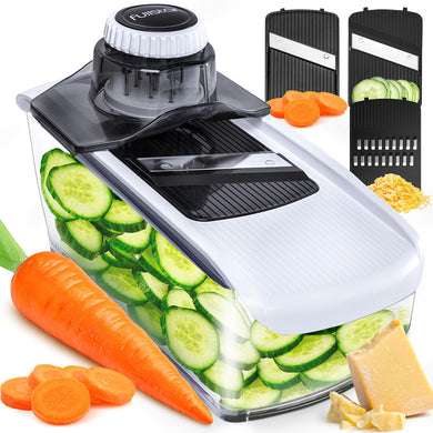 Mandoline Slicer for Kitchen, Fruit Cutter, Cheese Grater, Cucumber Slicer, Food Cutter & Kitchen Gadgets (3 in 1, White)