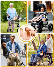 Load image into Gallery viewer, Universal Stroller Cup Holder with Mobile Phone Case, 2-in-1 Strollers Storage Rack, 360 Degrees Rotation Drink Holder for Bike, Pushchair, Wheelchair, Walker,Bicycle, Fits Most Cups