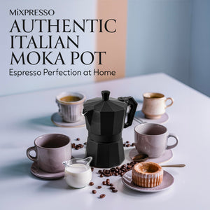 Mixpresso 3 Cup Moka Pot Coffee Maker for Gas, Electric Stove Top, Classic Italian Espresso Maker, Stovetop for Camping, Makes 5 Oz Cuban Coffee