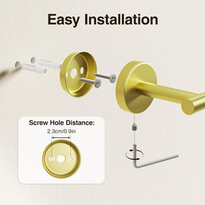 Toilet Paper Holder Wall Mount Bathroom Paper Roll Holder Tissue Handle Stainless Steel for Farmhouse Kitchen Gold