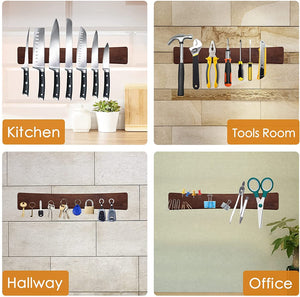 Magnetic Knife Strips, Magnetic Knife Holder for Wall 16 Inch, Acacia Wood Knife Magnetic Strip Use as Knife Bar, Knife Holder for Kitchen Utensil Organizer