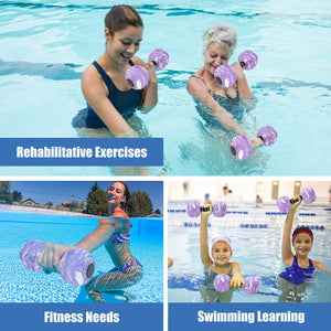 Water Dumbbells, 2PACK Aquatic Exercise Dumbbells, EVA Foam Barbells for Men Women Youth Water Workouts