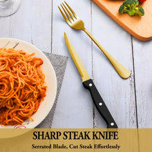 Load image into Gallery viewer, 24 Pcs Silverware Set with Steak Knives Service for 4,Stainless Steel Flatware Set,Mirror Polished Cutlery Utensil Set,Home Kitchen Eating Tableware Set,Include Fork Knife Spoon Set,Dishwasher Safe
