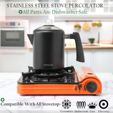 Load image into Gallery viewer, Mixpresso Stainless Steel Stovetop Coffee Percolator, 52 oz Classic Percolator Coffee Pot, Excellent As Camping Pot, 12 Cup Stainless Steel Camping Coffee Makers, Cool-Touch Handle.