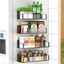 Load image into Gallery viewer, Metal 4 Pack Magnetic Spice Storage Rack Organizer for Refrigerator and Oven, Black Fridge Organizers and Storage