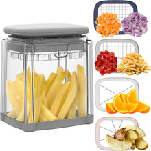 Load image into Gallery viewer, Brieftons PerfectCut Vegetable Chopper: 4-Blade Veggie Dicer Fruit Slicer, Potato French Fry Cutter, Wedge Cutter, Onion Chopper, Egg Slicer with 5 Recipe Ebooks, Safe to Use, Easy to Clean &amp; Store