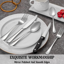 Load image into Gallery viewer, 24 Pcs Silverware Set with Steak Knives Service for 4,Stainless Steel Flatware Set,Mirror Polished Cutlery Utensil Set,Home Kitchen Eating Tableware Set,Include Fork Knife Spoon Set,Dishwasher Safe