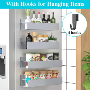 Metal 4 Pack Magnetic Spice Storage Rack Organizer for Refrigerator and Oven, Black Fridge Organizers and Storage