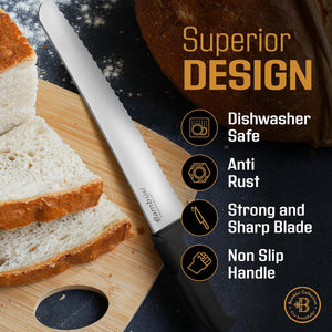 Bread Knife for Homemade Bread + Bamboo Cutting Board Set Bundle