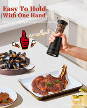 Load image into Gallery viewer, Electric Salt and Pepper Grinder Set with Storage Base, Stainless Steel Rechargeable Salt and Pepper Grinder Set with 4.5 oz Large Capacity, 1.8&quot; Wide Mouth, Adjustable Coarseness, Ideal for Kitchen