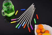 Load image into Gallery viewer, 20 Pack Reusable Stainless Steel Metal Straws,10.5&quot; &amp; 8.5&quot; Reusable Drinking Straws with 20 Silicone Tips 5 Straw Brushes 1 Travel Case,Eco Friendly Extra Long Metal Straw Fit for 20 24 30 oz Tumbler