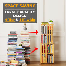 Load image into Gallery viewer, SpaceAid 6 Tier Rotating Bookshelf Tower, Bamboo Spinning Book Shelf, Revolving 360 Bookcase Storage Swivel Round Carousel, Vertical Rotate Turning Spiral Corner Organizer (6-Tier Walnut)