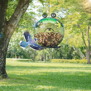 WONDER GARDEN Hanging Bird Feeders for Outdoors - Frog Metal Hanging Bird Feeder, Squirrel Proof Birdfeeders for Garden,Yard, Patio Decor