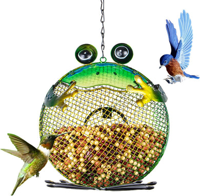WONDER GARDEN Hanging Bird Feeders for Outdoors - Frog Metal Hanging Bird Feeder, Squirrel Proof Birdfeeders for Garden,Yard, Patio Decor