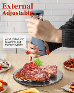 Electric Salt and Pepper Grinder, Stainless Steel Rechargeable Salt and Pepper Grinder Set with 4.5 oz Large Capacity, 1.8" Wide Mouth, Adjustable Coarseness, Ideal for Kitchen