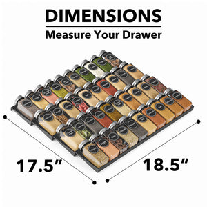 SpaceAid Spice Drawer Organizer with 28 Spice Jars, 386 Spice Labels, 4 Tier Seasoning Rack Tray Insert for Kitchen Drawers, 13" Wide x 17.5" Deep