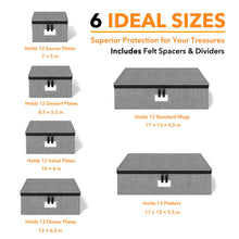 Load image into Gallery viewer, SpaceAid China Storage Containers 6 Pack, Stackable Hard Shell Quilted Cases with Soft Plate Separators, Moving Supplies Packing Boxes for Dishes, Plates, Platters, Mugs, Cups (Grey)