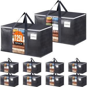 HomeHacks Extra Large Moving Bags with Visible PVC Window, Lightweight but Durable Storage Bags with Reinforced Handles, Storage Totes for Packing, Moving, Storage (93L, 6-Pack)