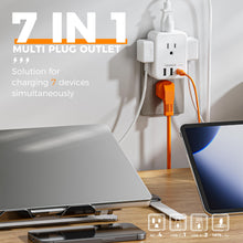 Load image into Gallery viewer, Surge Protector Wall Outlet Extender, TESSAN Multi Plug Outlet Splitter with 3 USB Charging Blocks(1 USB C), Multi Plug Wall Charger for Home, Office, School, College Dorm Essentials