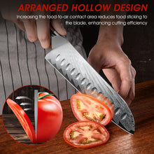 Load image into Gallery viewer, Damascus Santoku Knife, 7 Inch Professiona Kitchen Knife, Damascus Super Steel Ultra-Sharp Santoku Chef Knife with Ergonomic G10 Handle
