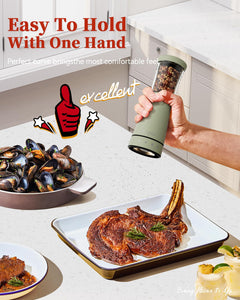 Electric Salt and Pepper Grinder, Stainless Steel Rechargeable Salt and Pepper Grinder Set with 4.5 oz Large Capacity, 1.8" Wide Mouth, Adjustable Coarseness, Ideal for Kitchen