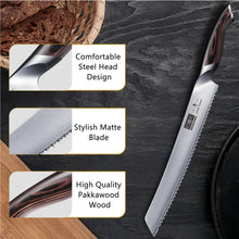 Load image into Gallery viewer, Bread Knife 10 inch, Japanese High Carbon Stainless Steel Serrated Bread Knives, Professional Bread Cutting Knife for Homemade Bread