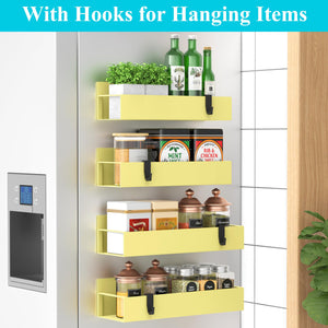 Metal 4 Pack Magnetic Spice Storage Rack Organizer for Refrigerator and Oven, Black Fridge Organizers and Storage