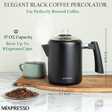 Load image into Gallery viewer, Mixpresso Stainless Steel Stovetop Coffee Percolator, 52 oz Classic Percolator Coffee Pot, Excellent As Camping Pot, 12 Cup Stainless Steel Camping Coffee Makers, Cool-Touch Handle.