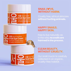 SeoulCeuticals Korean Snail Mucin Eye Cream - 97.5% Snail Filtrate K Beauty Anti Aging Under Eye Anti Wrinkle Eye Treatment Cream 0.5oz