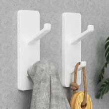 Load image into Gallery viewer, Self-Adhesive Wall Hooks - 4 Pack, Black Metal Coat &amp; Towel Hooks for Hanging: Hold 13 LB, Ideal for Bathrooms, Shower, Kitchen &amp; Doors