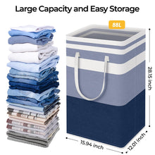 Load image into Gallery viewer, HomeHacks 2 Pack Large Laundry Baskets, Waterproof, Freestanding Laundry Hampers, Collapsible Clothes Hamper with Reinforced Handles in Laundry Room, College Dorm, Bathroom, Bedroom (Grey, 75Lx2)