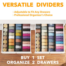 Load image into Gallery viewer, SpaceAid Bamboo Dresser Drawer Dividers 6 Pack, 4.65“ High Adjustable 12.5“-17” Drawer Organizers, Expandable Organization for Clothing, Clothes, Dressers, Natural