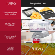 Load image into Gallery viewer, All-in-1 Vegetable Chopper and Mandoline Slicer for Kitchen - Cheese Grater, French Fry Cutter, Cheese Slicer - Bonus Handheld Spiralizer Included (6 in 1, Black/White)