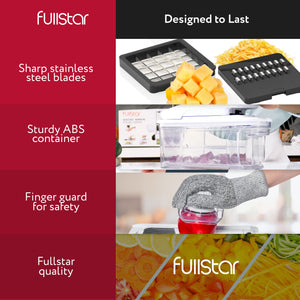 All-in-1 Vegetable Chopper and Mandoline Slicer for Kitchen - Cheese Grater, French Fry Cutter, Cheese Slicer - Bonus Handheld Spiralizer Included (6 in 1, Black/White)