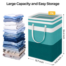 Load image into Gallery viewer, HomeHacks 2 Pack Large Laundry Baskets, Waterproof, Freestanding Laundry Hampers, Collapsible Clothes Hamper with Reinforced Handles in Laundry Room, College Dorm, Bathroom, Bedroom (Grey, 75Lx2)
