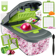 Load image into Gallery viewer, Vegetable Chopper With Container, Multifunctional Food Chopper Onion &amp; Vegetable Cutter Dicer With 8 Blades, Carrot &amp; Veggie Slicer 2 Blades
