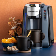 Load image into Gallery viewer, Mixpresso Single Serve Coffee Brewer K-Cup Pods Compatible &amp; Ground Coffee, 30 oz Compact Coffee Maker Single Serve With 5 Brew Sizes Up To 14 Oz, Fits Travel Mug, Adjustable Drip Tray, Black